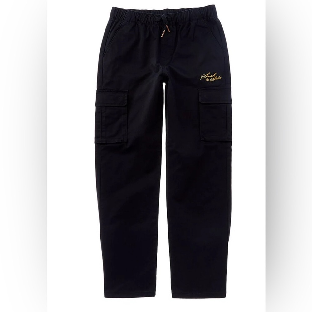 Scotch & Soda boys Stretch Twill Pant cargo utility drawstring navy L 10-12